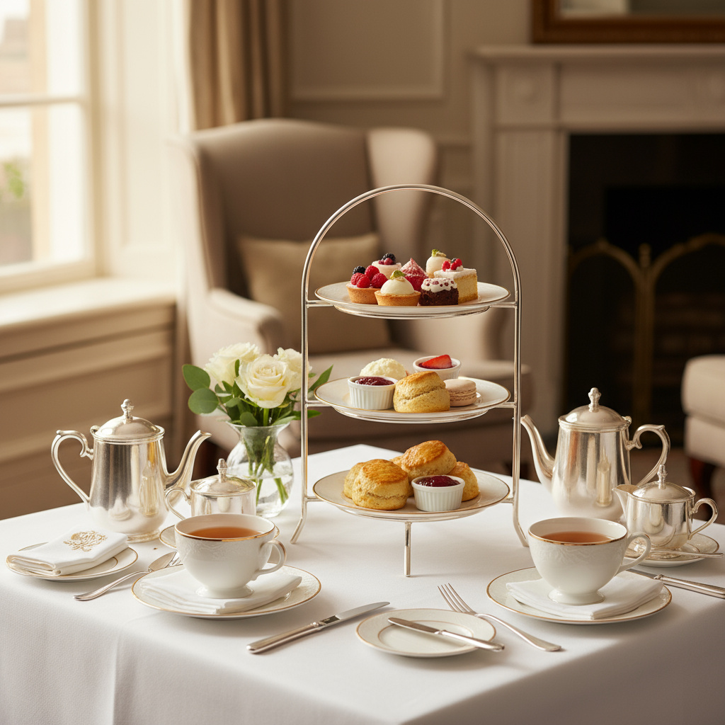 Afternoon tea set with pastries